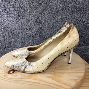 Rachel Zoe Snakeskin Heels Womens 9 Leather Tan Brown Stiletto Slip On Point Toe